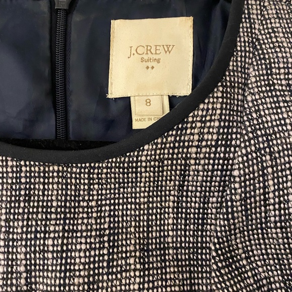J Crew Suiting Navy Blue Tweed Layered Front Sheath - Picture 6 of 7